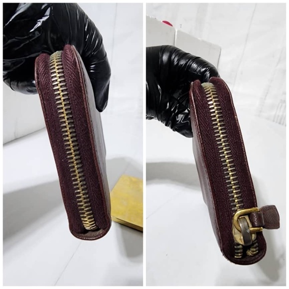 Authentic PRADA Saffiano Metal Zip Around Wallet Wine - Picture 5 of 14